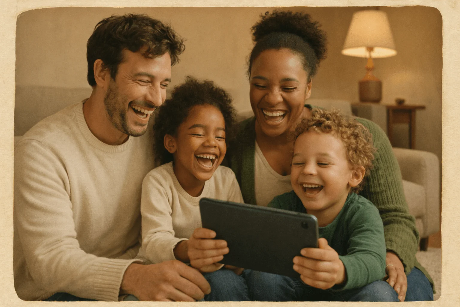 Famille heureuse partageant un moment ensemble